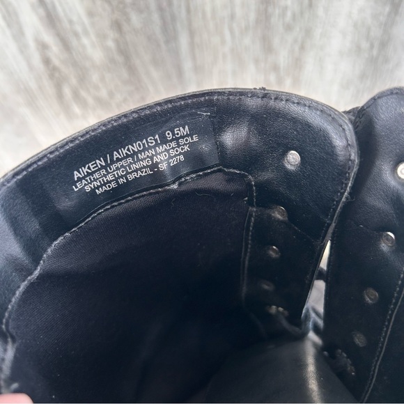 STEVE MADDEN Aiken Tall COMBAT BOOTS womens 9 Black Leather Goth Grunge Moto - Picture 12 of 16